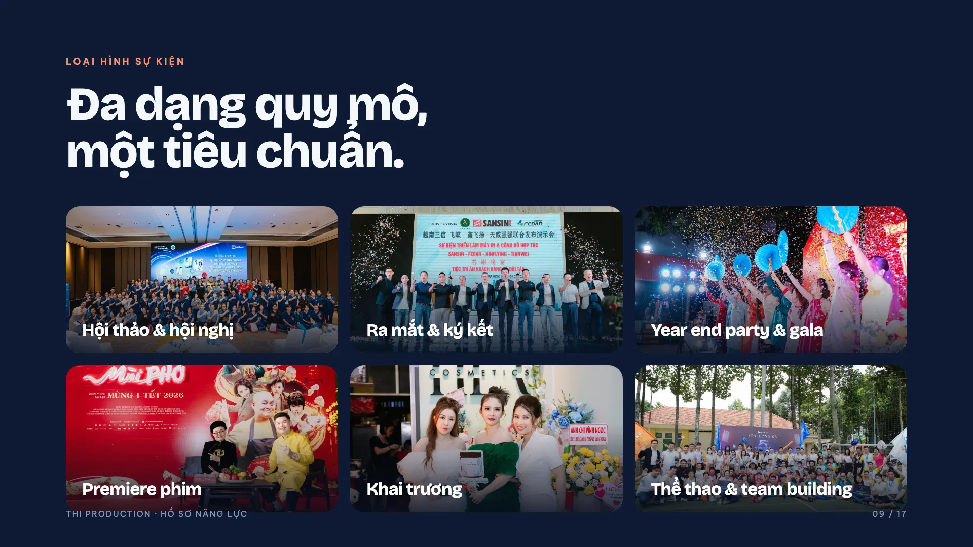Hồ sơ năng lực THI Production 2026 – trang 9: Loại hình sự kiện