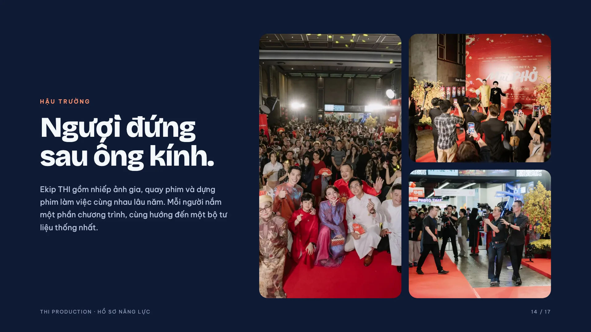 Hồ sơ năng lực THI Production 2026 – trang 14: Hậu trường – ekip THI